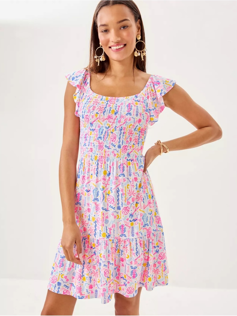 NWT Lilly Pulitzer Jilly Smocked Dress size Large - original retail $148 - Picture 9 of 10